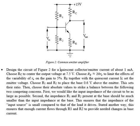 Solved Design the circuit of Figure 2 for a quiescent | Chegg.com