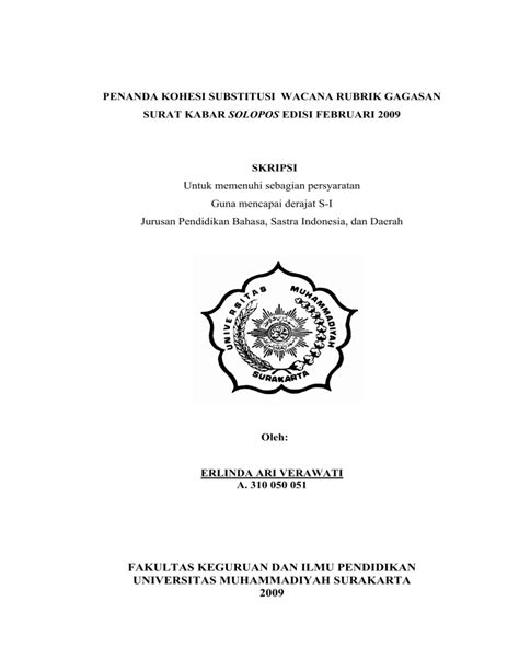 Penanda Kohesi Substitusi Wacana Rubrik Gagasan Surat Kabar