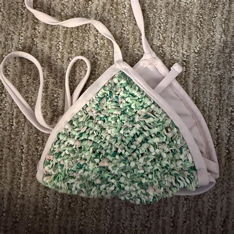 Green And White Frankies Bikinis Bikini Top Amazing Depop