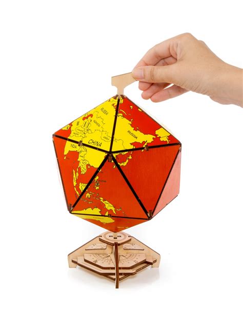 EWA Drewniane Puzzle 3D Dwudziestościenny Czerwony Globus EWA Eco