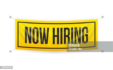 Now Hiring Yellow Banner Sign Stock Illustration Download Image Now