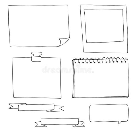 Bullet Journal Doodle Frames Set Stock Vector Illustration Of