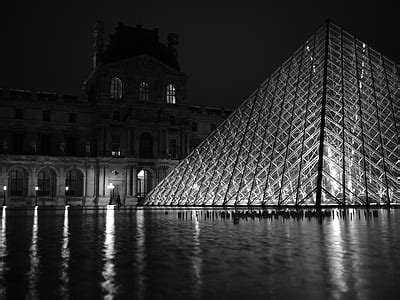 Free photo: louvre, paris, night, pyramid, reflections, water, night shot | Hippopx