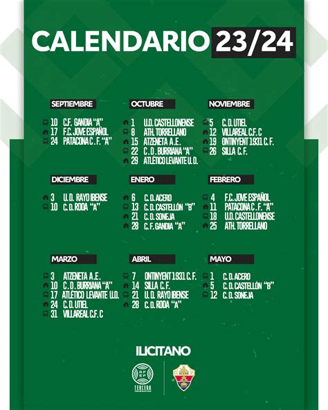 F Tbol Base El Calendario Del Ilicitano Para La Elche Cf