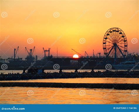 Sunset at Kaohsiung Port stock image. Image of ripples - 26475363