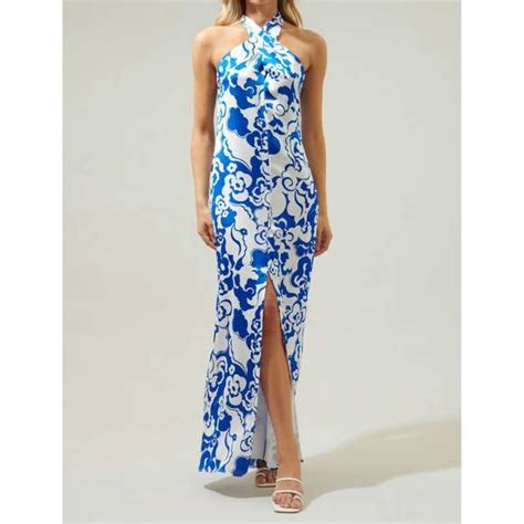 Sugarlips Dresses New Sugarlips Maui Halter Midi Dress In Blue