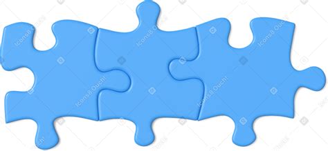 3d Three Blue Puzzles Illustration In Png Svg