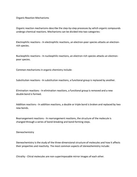 Orgchem Organic Reaction Mechanisms Organic Reaction Mechanisms