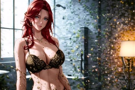 Premium AI Image Sexy Woman In Lace Lingerie Posing In Studiogenerative Ai