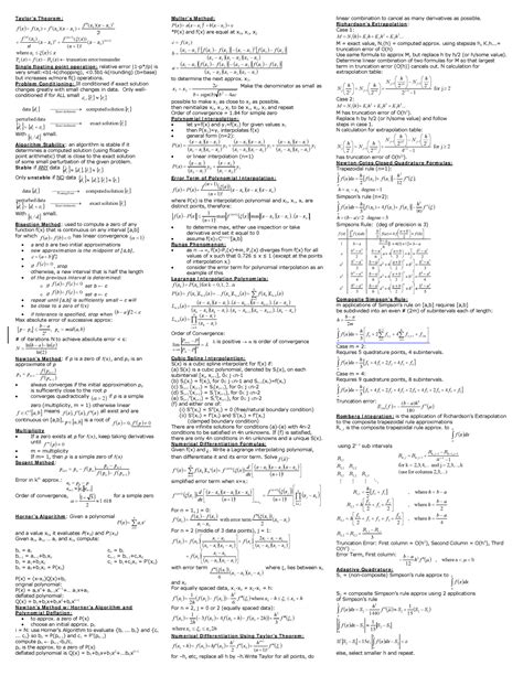 Csc 349a Amazing Formula Sheet 3 Ta Ylor S Th E Or E M P