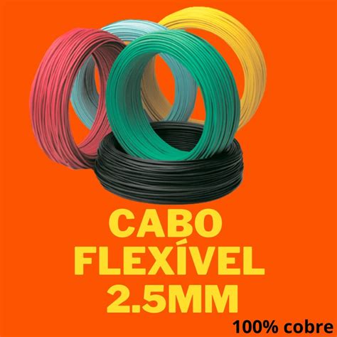 Fio Cabo Flex Vel Mm Rolo De Metros De Cobre Escorrega