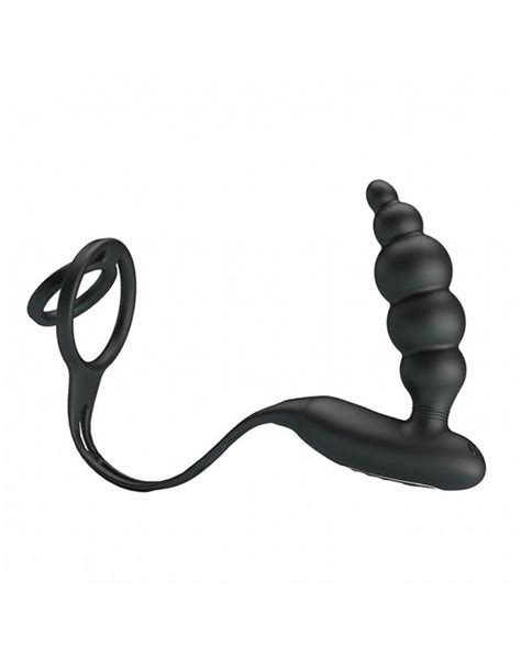 Anel Peniano Plug Anal Em Silicone E Vibrador De Modos De