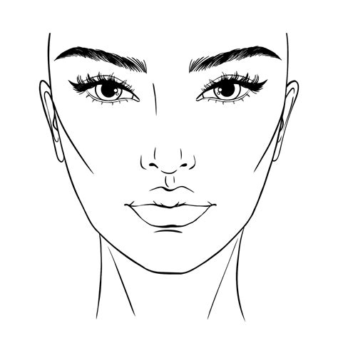 Premium Vector Beautiful Woman Portrait Face Chart Makeup Artist Blank Template