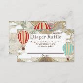 Hot Air Balloon Clouds World Map Diaper Raffle Enclosure Card Zazzle