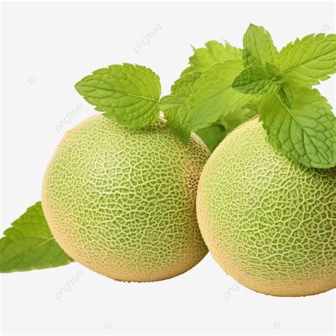 Cantaloupe Melons With Green Leaves On White Background Melons With