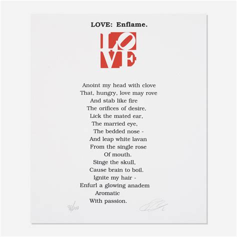 Robert Indiana Love Enflame From The Book Of Love Portfolio 1996