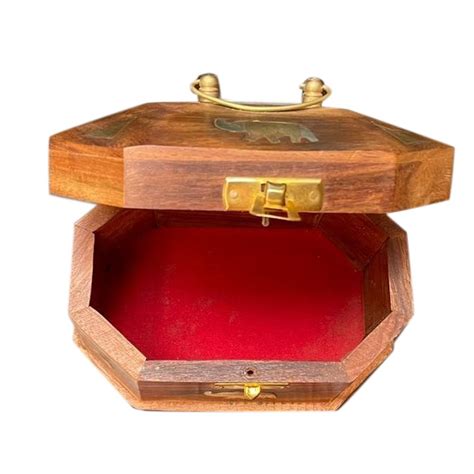 Polished Vintage Hexagonal Sheesham Wood Storage Box For Gifting At Rs