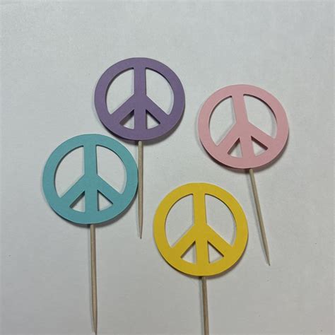 Peace Cupcake Toppers Peace Sign Toppers Groovy Cupcake Toppers Two