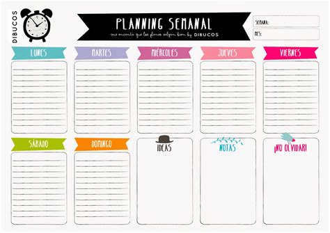 Organizador Planning Semanal Dibucos