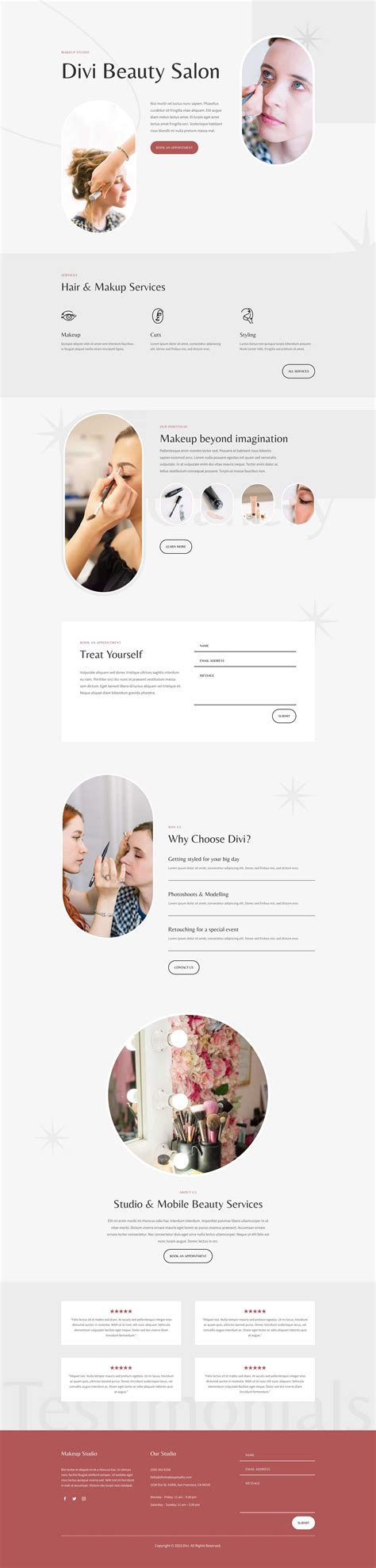 Beauty Salon Landing Page Divi Layout By Elegant Themes