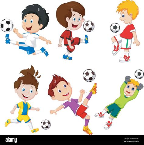 Cartoon little Boy playing football Stock Vector Image & Art - Alamy