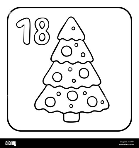 Xmas Coloring Advent Calendar Hand Drawn Vector Logo Of Christmas Tree