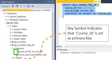 Как установить primary key в sql