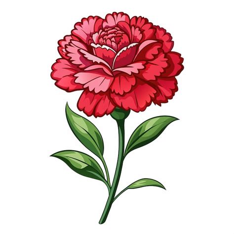 Un Dibujo De Una Flor Roja Con Hojas Verdes Vector Premium Generado