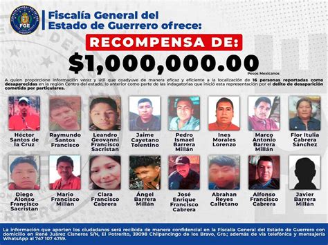 Fge De Guerrero Ofrece Recompensa Para Localizar A 16 Personas Desaparecidas