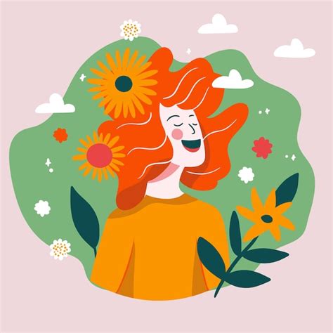 Premium Vector Happy Woman Flower 8 March Spring Vector Holiday