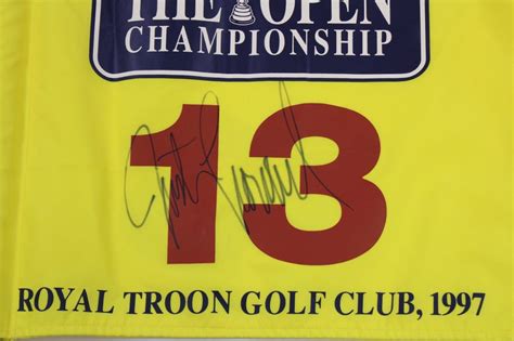 Lot Detail - Justin Leonard Signed 1997 OPEN Championship Hole #13 Flag ...