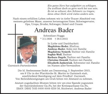 Traueranzeigen Von Andreas Bader Trauer Merkur De