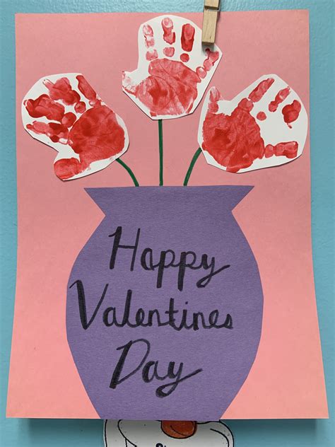 Valentines Day Hand Print Flowers Crafts Art Valentine Valentine Theme