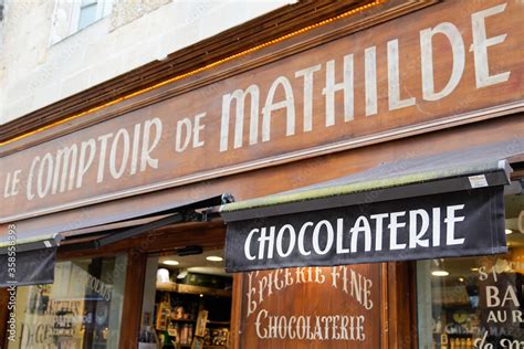 Le Comptoir De Mathilde Chocolaterie Sign Store Front Logo Of Groceries