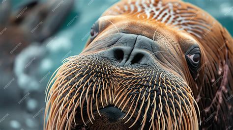 Premium Photo | A closeup of a walruss face The walrus is looking at ...