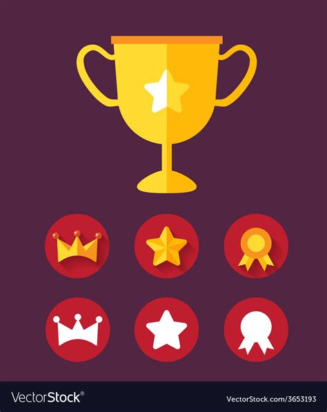 Trophy Achievement Game Icon Set Royalty Free Vector Image