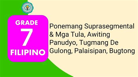 Filipino Q W Ponemang Suprasegmental Mga Tula Awiting Panudyo Tugmang