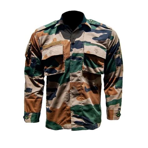 Green And Brown Men Olive Planet Authorized Indian Army Shirt Cotton