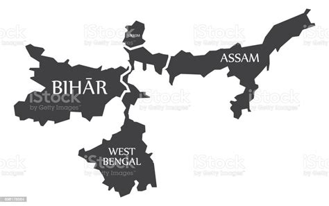 Bihar West Bengal Sikkim Assam Map Illustration Of Indian States Stock Illustration Download