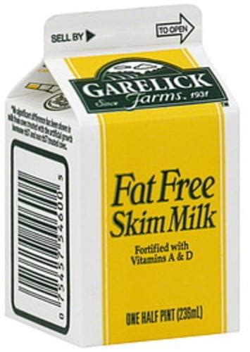 Garelick Farms Fat Free Skim Milk 0 5 Pt Nutrition Information Innit