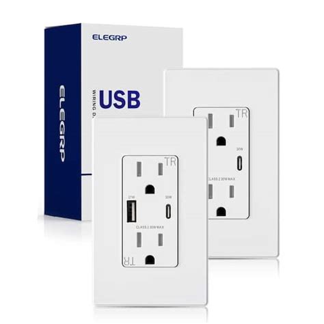 Reviews For Elegrp 30 Watt Type A And Type C Usb Duplex Wall Outlet For Pd And Qc 15 Amp