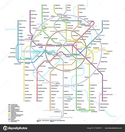 Moscow Metro Map Vector Detailed Scheme Moscow Subway Monorail Moscow