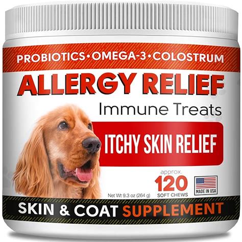 Buy Allergy Relief Chews For Dogs With Omega 3 Probiotics Colostrum