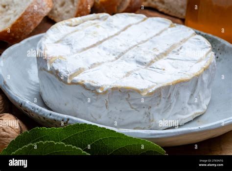 French Soft Camembert Cheese Original Camembert De Normandie Close Up