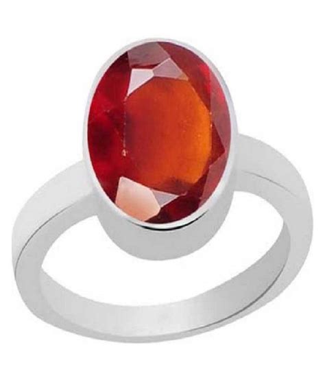 Ratti Natural Hessonite Stone Unheated Lab Certified Pure Silver Ring