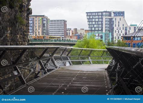 Cobweb Bridge Over The River Don In Sheffield England Editorial Stock