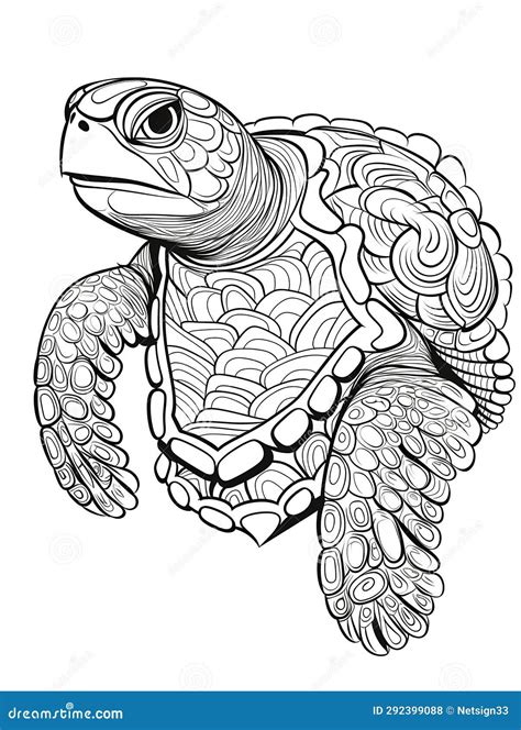 Black and White Drawing of a Turtle Stock Illustration - Illustration ...