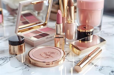 Premium Photo | A collection of makeup products including lipstick ...