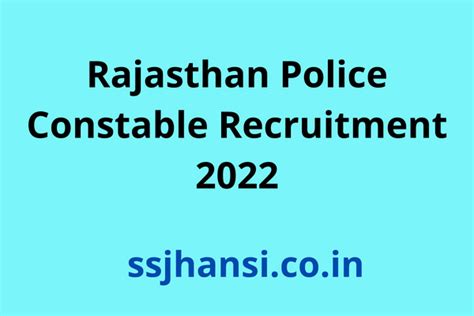 Rajasthan Police Constable Recruitment 2022 Apply Online @ police ...