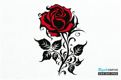 Red Rose Silhouette PNG Clipart